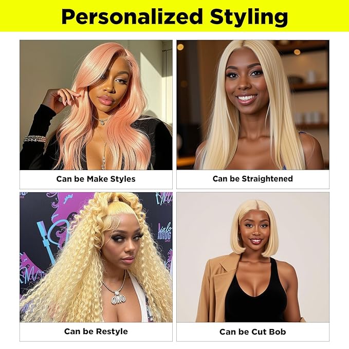 613 13X6 Lace Front Wig Human Hair Body Wave 200 Density HD Lace Front Wigs Human Hair Blonde Wig Human Hair Glueless Wigs Human Hair Pre Plucked Pre Cut 613 HD Lace Frontal Wig 13x6 for Women 30 Inch