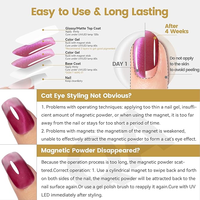 YTD Likomey Cat Eye Gel Nail Polish,High Shine Glass 15ml Maple Hot Pink Magnetic Shimmer Glitter Translucent Jelly Salon Home Fall Winter UV Color Varnish with Magnet Stick,HEMA Free TPO Free,MY508