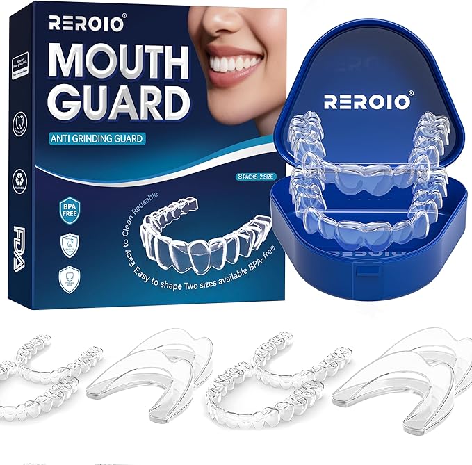 Mouth Guard for Grinding Teeth at Night, Teeth Grinding Mouth Guard for Sleeping, Perfect fit Night Guards for Teeth Grinding, 2 Size Mouthguard Available for Adults