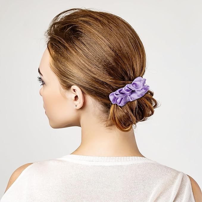 Silk Hair Scrunchies - 100% Mulberry Silk hair ties Elastic Satin Ponytail Holders No Damage Thick/Thin Hair Accessories for Women and Girls（Big/midlle/SMALL）