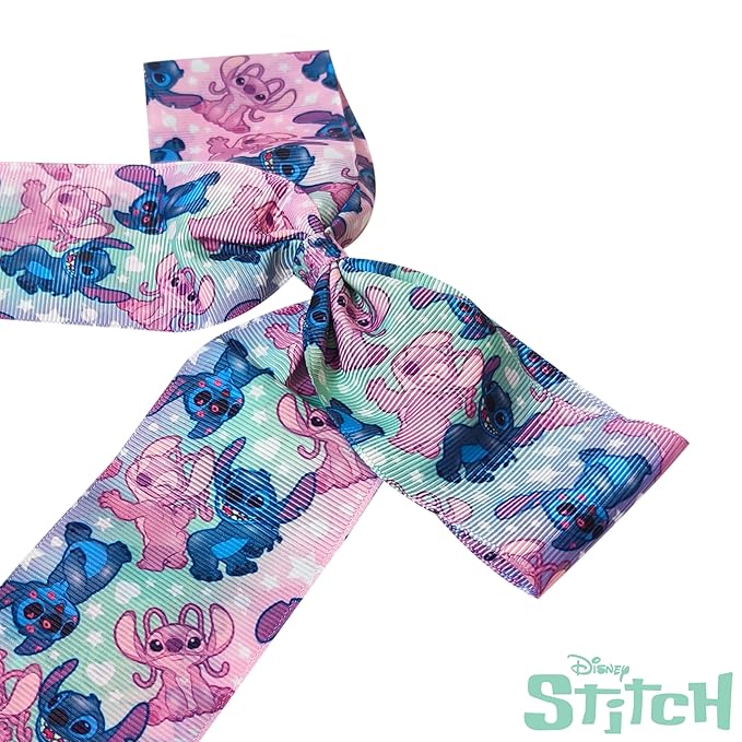 LUV HER Disney Stitch Hair Bows For Girls - One Large Printed Hair Bow Featuring your Favorite Stitch Characters - Alligator Clip - Large Bows for Daily Styling or Special Occasions, Ages 3+