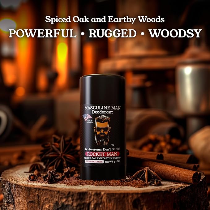 Deodorant for Men - Aluminum Free Mens Deodorant - Travel Size Natural Deodorants - Sweat Protection for Underarm, No Stain Stick Deodorants, Made in USA, 3.2oz (Pack of 2, Rocket Man)