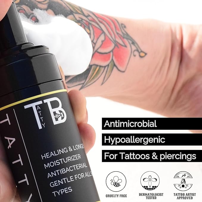 Tattoo Cleansing Foam – Gentle Tattoo Aftercare Soap & Piercing Wash • Hydrating Foam Cleanser for New Tattoos • 6.8 fl oz