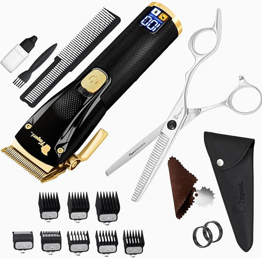 Fagaci Professional Thinning Shears & Hair Clippers for Barbers with Precise Cutting, Turbo Cordless Hair Clippers for Men Professional, Thinning Scissors, Hair Shears, Barber Scissors