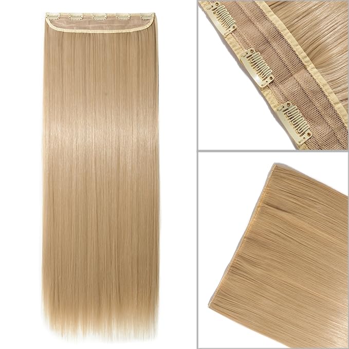 S-noilite Elegant 30"(76cm) Longest Straight Dark Blonde Mix Bleach Blonde 3/4 Full Head One Piece 5 Clips Clip in Hair Extensions