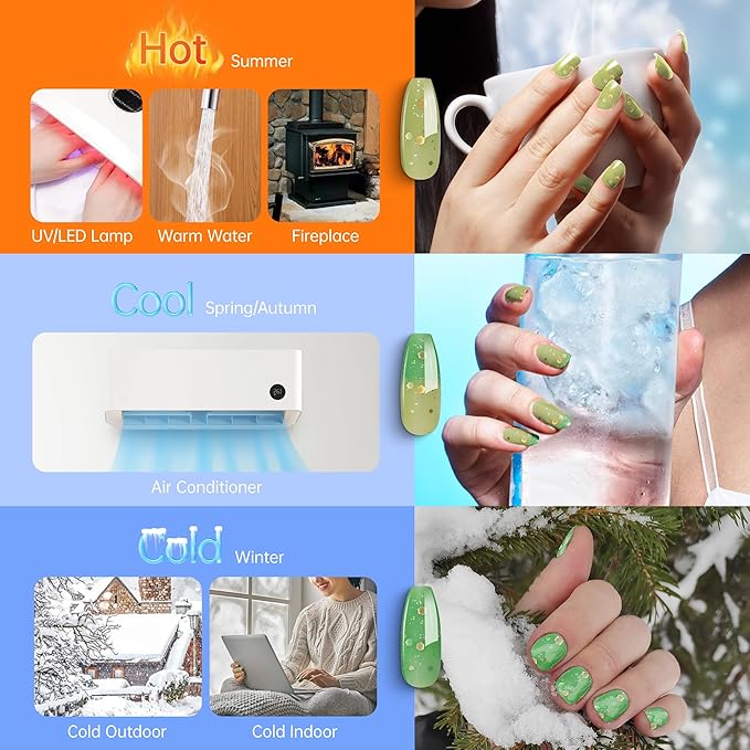 YTD Likomey Color Changing Gel Nail Polish,15ml Grass Green To Bright Green Shimmer Glitter Mood Temperature UV Gel,Fall Winter Yellow Thermal Ombre UV Color Nail Varnish,HEMA Free WB432
