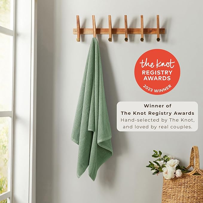 Great Bay Home 100% Cotton 4 Pack 54x27 Bath Towel Set - Absorbent, Quick-Drying, Durable Towels for Bathroom Decor - Low-Twist, Two-Ply Fibers (Eucalyptus)