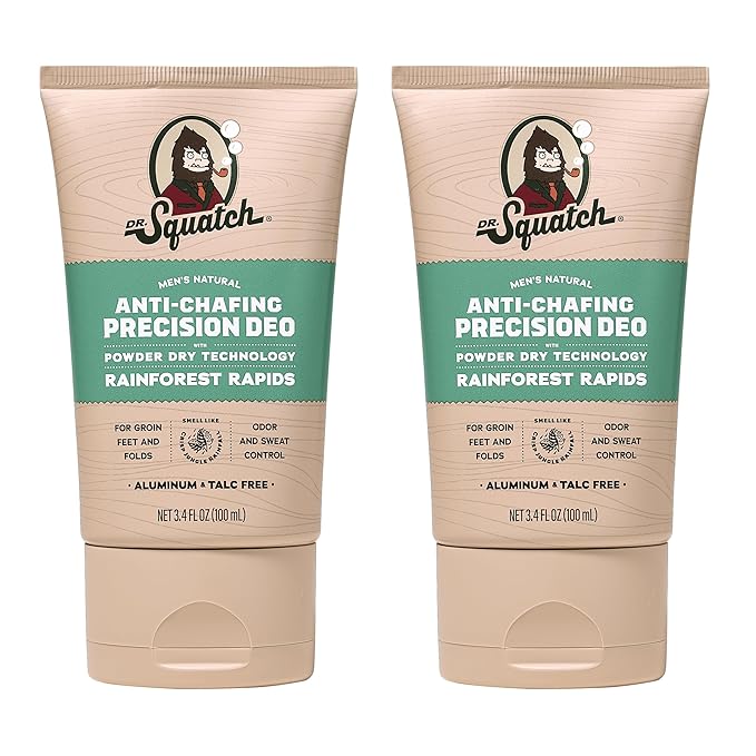 Dr. Squatch Whole Body Deodorant for Men - Odor + Sweat Control - Aluminum + Talc Free - Natural Ingredients - Dermatologist-Tested for All Skin Types - Rainforest Rapids (3.4 fl oz, 2-Pack)
