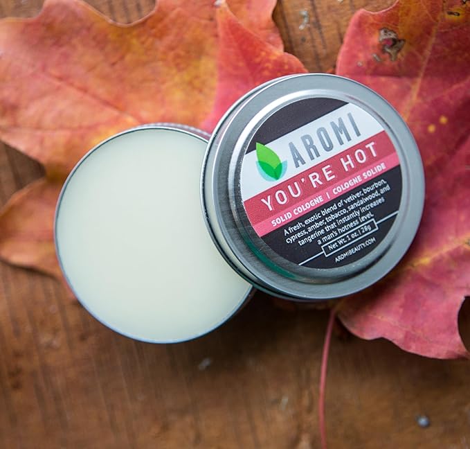 Aromi Solid Cologne | Fresh, Woodsy Fragrance, Vegan, Cruelty-free, Wax, Vetiver, Sandalwood, and Amber Scent, Men's Gift, Travel (You're Hot)