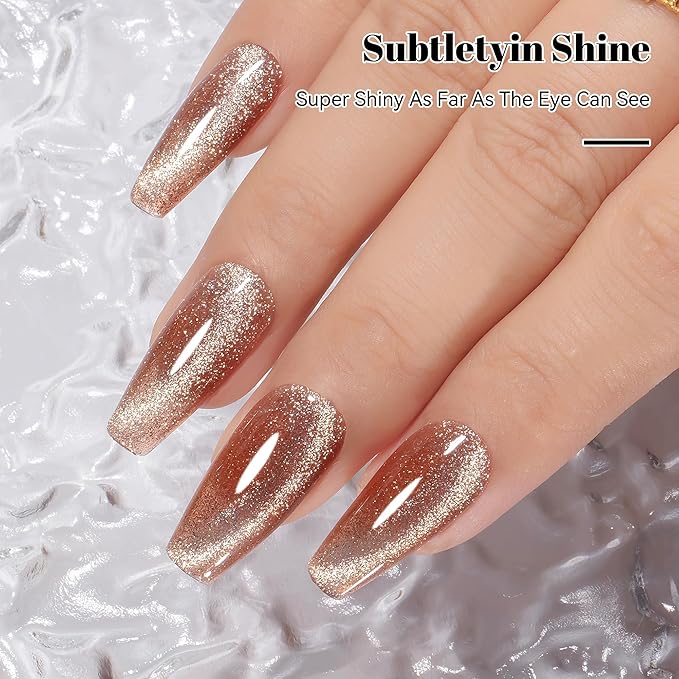 YTD Likomey Cat Eye Gel Nail Polish,Platinum 15ml Pink Magnetic Reflective Flash Sparkle Glitter Shiny Salon Home Fall Winter UV Varnish with Magnet Stick,HEMA Free TPO Free,MY513