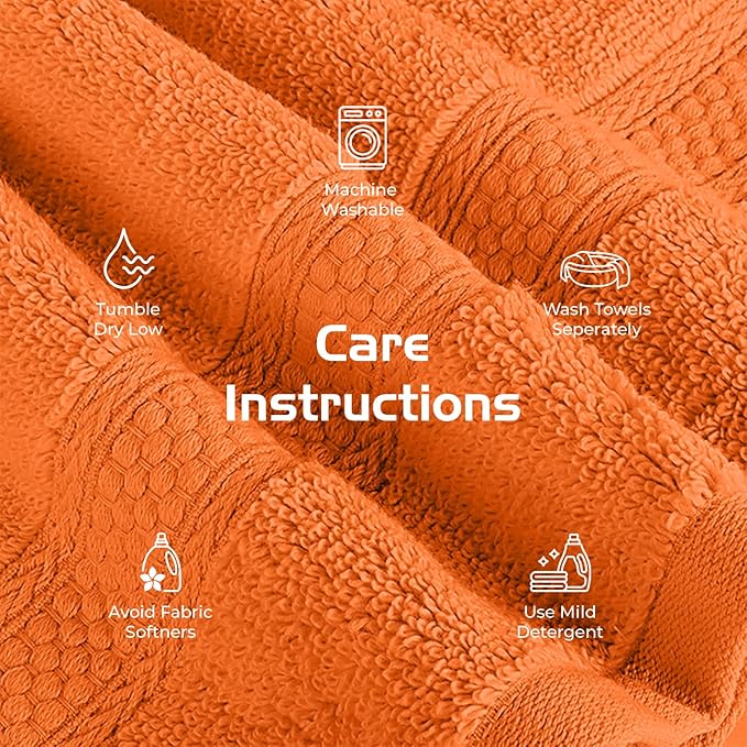 RIVERSIDE 12 Pack Premium 100% Cotton Face Washcloths, 550 GSM, 12 x 12 Inches, Soft, Absorbent Towels for Body & Shower, Bathroom Wash Clothes, Durable Face Towels Set for Spa, Gym, Orange