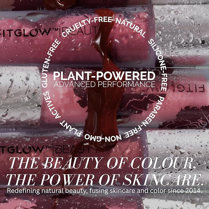 FITGLOW Beauty Lip Colour Serum | Hydrating Lip Gloss | Plumping Anti-Aging Lip Treatment | Natural Shine with Pomegranate Sterols & Collagen | Buildable Color for Dry Chapped Lips | Gleam - 10g