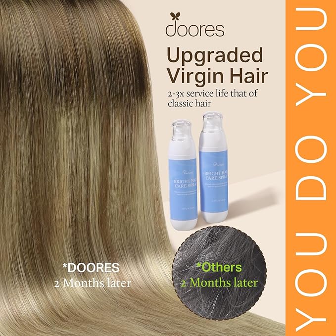 DOORES Human Hair Extensions Clip Ins, Chocolate Dip Color Melt 22 Inch 7pcs 120g, Clip in Hair Extensions Remy Natural Hair Extensions Thick Silky Straight Hair