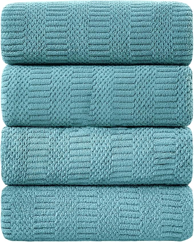 Ycosy 4 Pack Extra Large Microfiber Bath Towels Set,35x70 inches,600GSM,Less Lint Highly Absorbent Super Soft & Quick Dry,Oversized Bath Towels,Perfect for Bathroom Gym Pool,Turquoise
