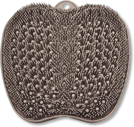 Foot Scrubber Mat with Suction Cups - Silicone Body Scrubber for Back or Feet, Ivory Shower Mat for Ground or Wall, Valentines Day Gifts for Men or Women, 11 x 11 inches (Mocha)