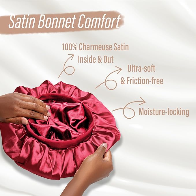 CAPLORD Double Sided Satin Bonnet for Sleeping - Adjustable Silk Sleep Cap for Women and Men