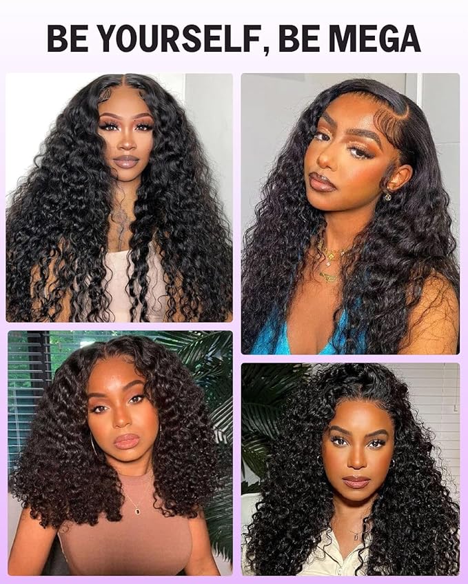 6X5 Glueless Wigs Human Hair Pre Plucked Pre Cut 220% Density HD Lace Closure Deep Wave Wigs Human Hair Pre Bleached Wig For Women 22 Inch Lace Front Curly Wig