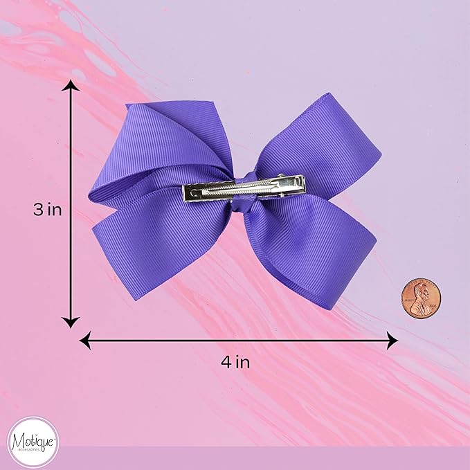 4 Inch Grosgrain Hair Bow for Girls (Light Purple)