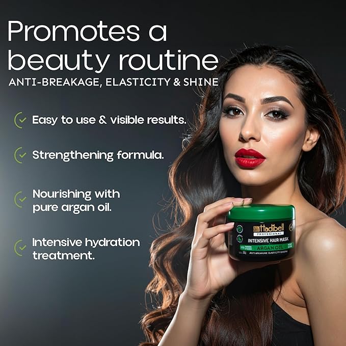 Hydrating Argan Oil Hair Mask and Deep Conditioner for Dry, Frizzy or Curly Hair, Deep Repair for Damaged Hair, Restores Shine & Strength Hair Care Treatment for Woman & Men 13.1 oz