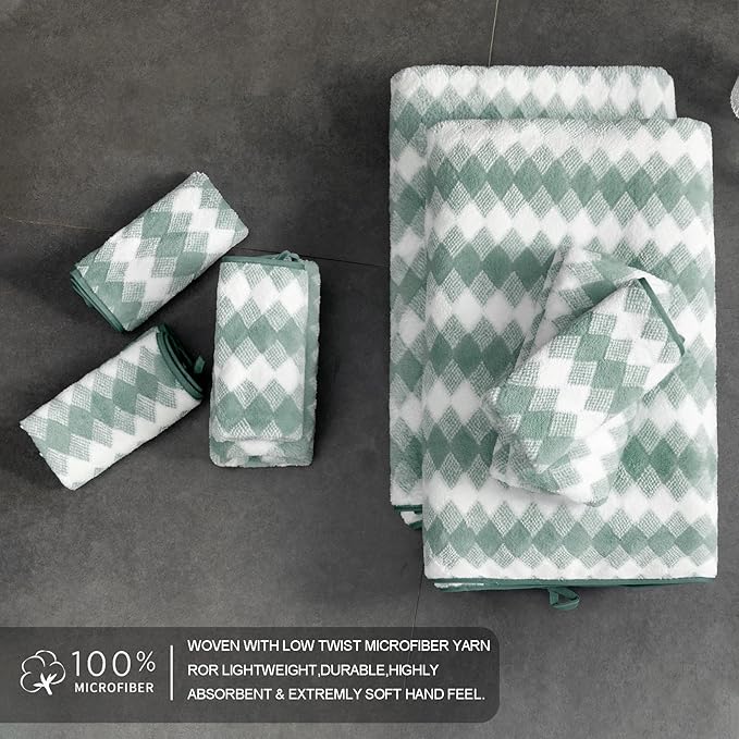 Hand Towels Set 2 Pack-16“x31” Ultra Soft Microfibers Bathroom Towel Set Highly Absorbent Quick Dry Luxury Premium Towel Lightweight Cozy Durable Hand Towel Collection Hotel Spa Gym Kitchen,Green