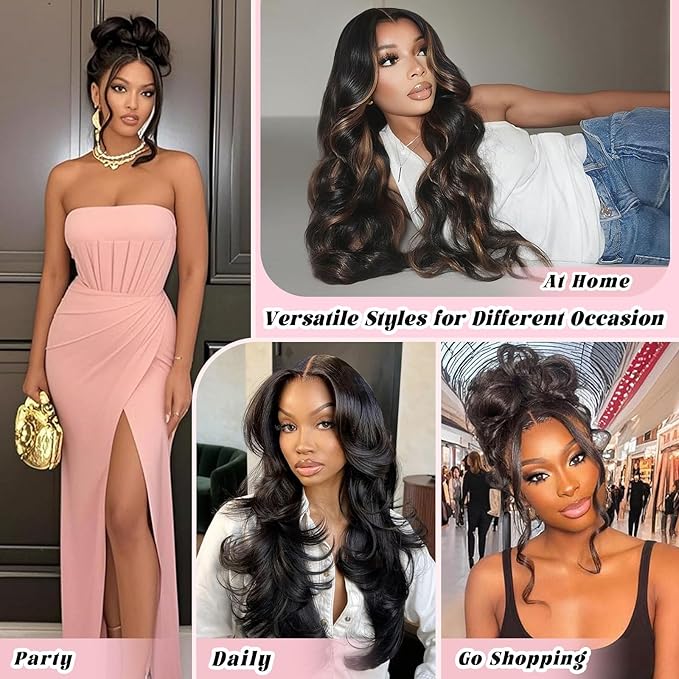 Layered Curtain Bangs Face-Framing Glueless Wigs Human Hair Loose Body Wave 13x6 PartingMax HD Lace Wig Pre-Everything Pre Plucked Pre Cut Human Hair Wigs 22inch