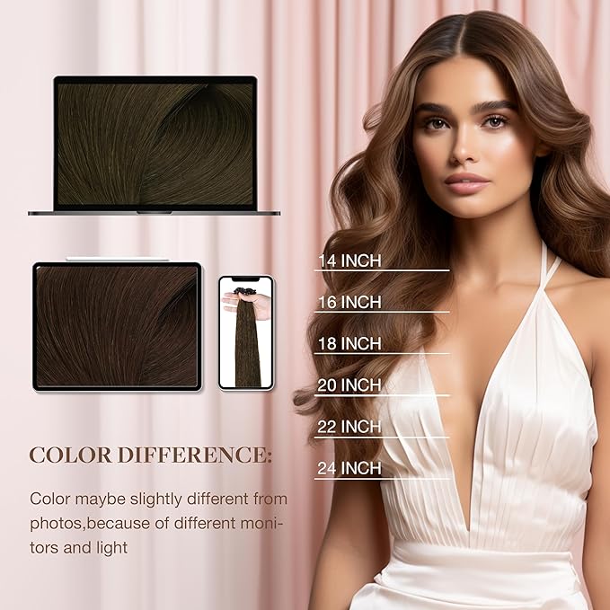 GOO GOO U Tip Hair Extensions Real Human Hair, 16inch 50g 50S, Hot Fusion U Tip Hair Extensions, 4A Chocolate Brown