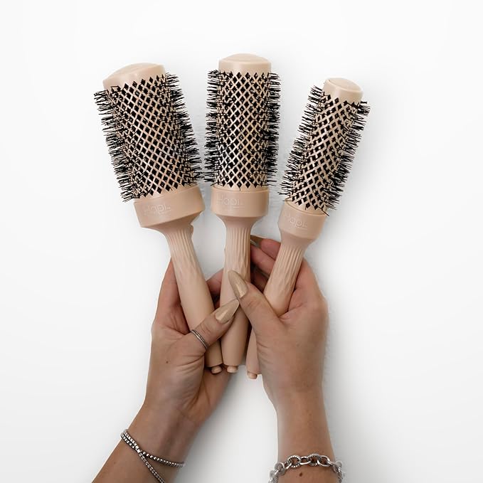 Cricket Hapi High Heat Harmony Thermal Brush - 1.75" Ceramic Barrel, Round Brush for Heat Styling with Hair Dryer, Mood-Friendly - Beige