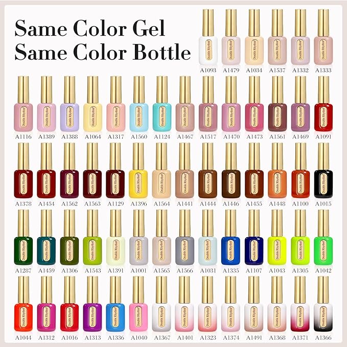 Double Rhythm 0.50 OZ Gel Polish Hema Free Same Color Same Bottle Golden Round Translucent Neutral Natural Milky 15 ML Jelly UV Polish Art DIY at Home (Dark Orange-C1100)