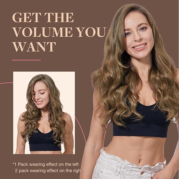 GOO GOO Clip in Hair Extensions Real Human Hair, Remy Human Hair Extensions Clip ins for Women, Natural Human Hair, 18inch 120g 7Pcs, 5 Light Ash Brown