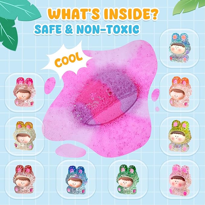 Bath Bombs with Toys Inside, Christmas Stocking Stuffers for Kids, Natural & Organic Kids Bath Bombs, Bubble Bath Birthday Gifts Set for Kid Boys and Girls Ages 3+