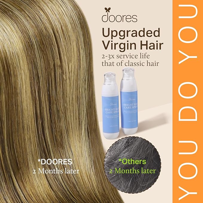 Doores Keratin Tip Extensions, Medium Brown Highlighted Dirty Blonde 24 Inch 50g/50s, Remy Hair Extensions, U Tip Hair Extensions Human Hair