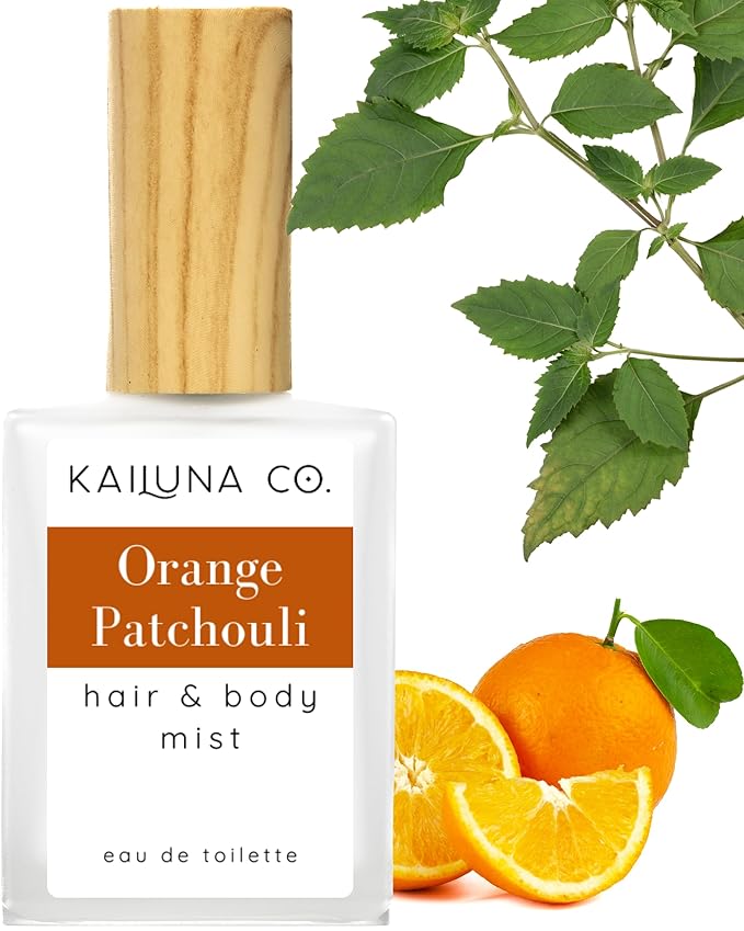 Orange Patchouli Natural Hair & Body Mist Spray, Pure Essential and Fragrance Oils, Alcohol-Free, Handmade in California, 0.5Fl Oz