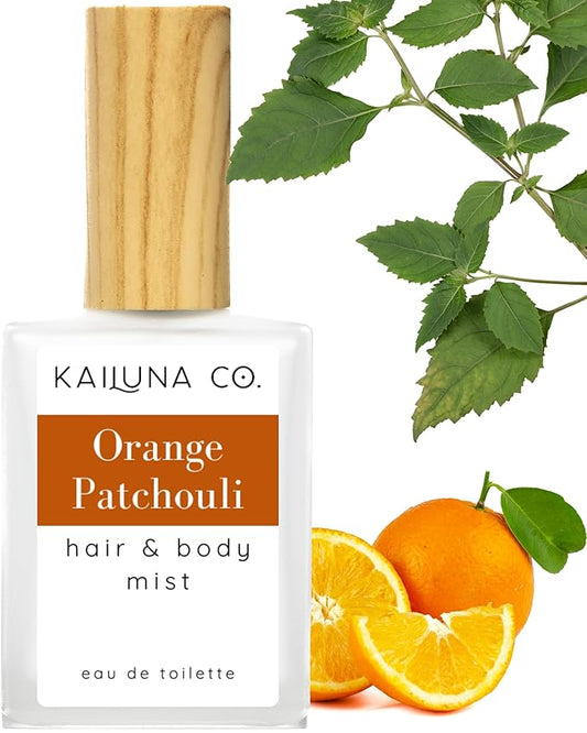 Orange Patchouli Natural Hair & Body Mist Spray, Pure Essential and Fragrance Oils, Alcohol-Free, Handmade in California, 0.5Fl Oz