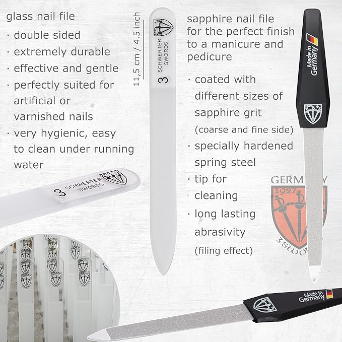 3 Swords Germany - brand quality 8 piece manicure pedicure grooming kit set synthetic leather case camouflage - Made in Germany