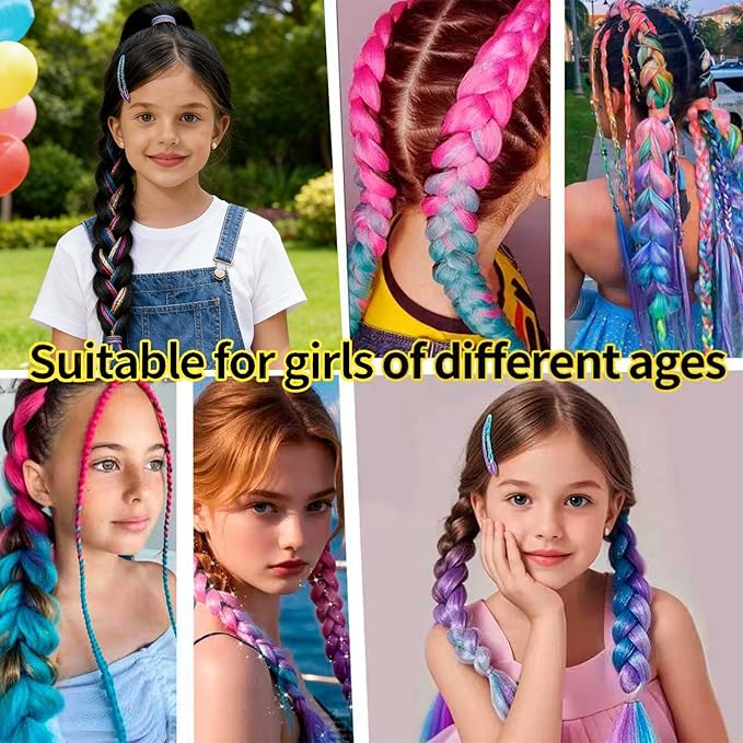 2 Pack Braid Ponytail Extensions, 26 Inch Braided Ponytail Wig with Elastic Tie for Girls (Black, 26 Inch)