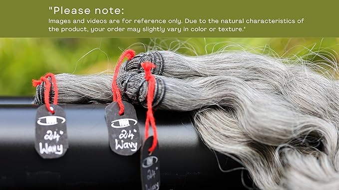 24” Wavy Salt & Pepper/Natural Gray 3 bundles. Its 100% Natural Indian Virgin Raw Hair Extensions .Natural color unprocessed and not treated with any kind of chemicals