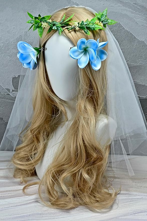 Pack of 2 Real Touch Flowers Hawaiian Flower Hair Clips Plumeria Hibiscus Hair Clips Handmade Hair Accessories for Beach Wedding Bridal Party Mother's Day Women Girls Holiday Gifts (c-820, 2pcs)