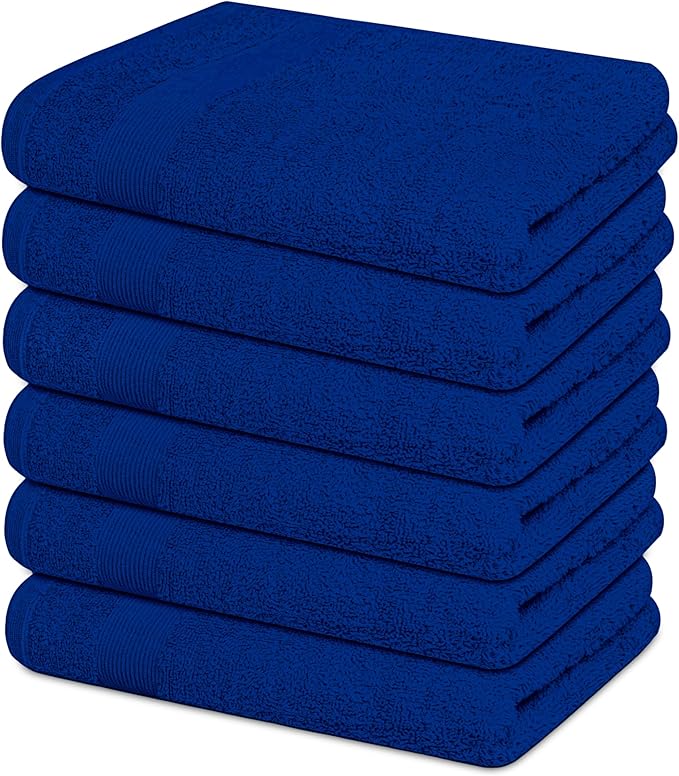 Premium Hand Towels Pack of 6 (16" x 30”) 100% Combed Ring Spun Cotton | Highly Absorbent Hand Towels Set | Ultra Soft for Home, Gym & Spa (Royal Blue)