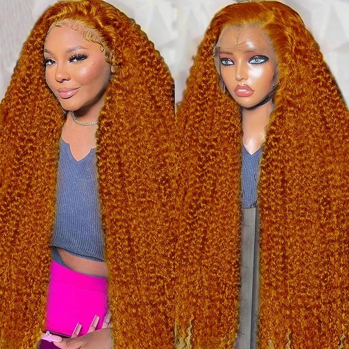 Ginger Wig Human Hair 13x4 deep wave Ginger Orange Lace Front Wigs Human Hair HD Transparent Lace Frontal 350 Colored Human Wig Pre Plucked 180% Density 36inch