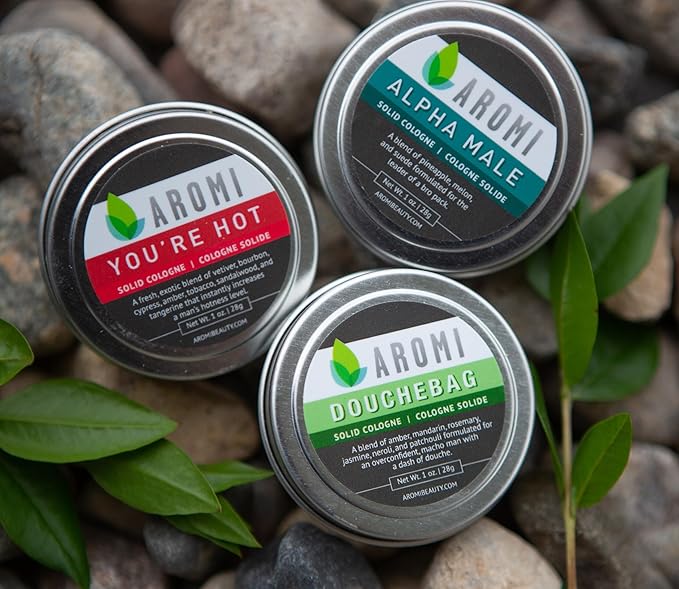 Aromi Solid Cologne | Fresh, Woodsy Fragrance, Vegan, Cruelty-free, Wax, Vetiver, Sandalwood, and Amber Scent, Men's Gift, Travel (You're Hot)