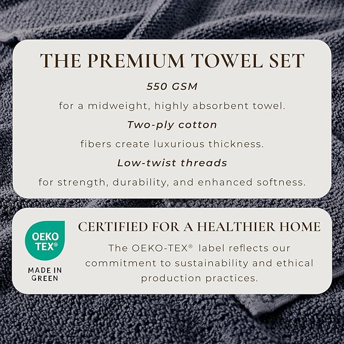 Great Bay Home 100% Cotton Oversized 2 Pack 68x35 Extra Large Towel Set - Absorbent, Quick-Drying, Durable Oversized Bath Sheets for Bathroom Décor (Stone Blue)