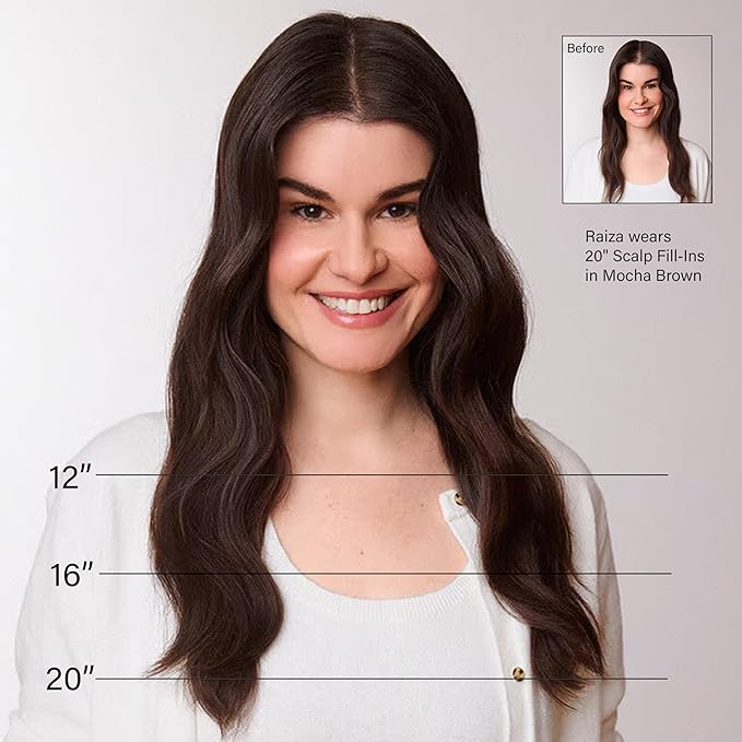 Luxy 100% Remy Human Hair Extensions for Thin Hair Thinning Hair Fill-Ins – 6 Seamless Wefts Multi-Dimensional Color Blend - Natural-Looking Volume & Coverage 95 grams 20" Dimensional Espresso Brown
