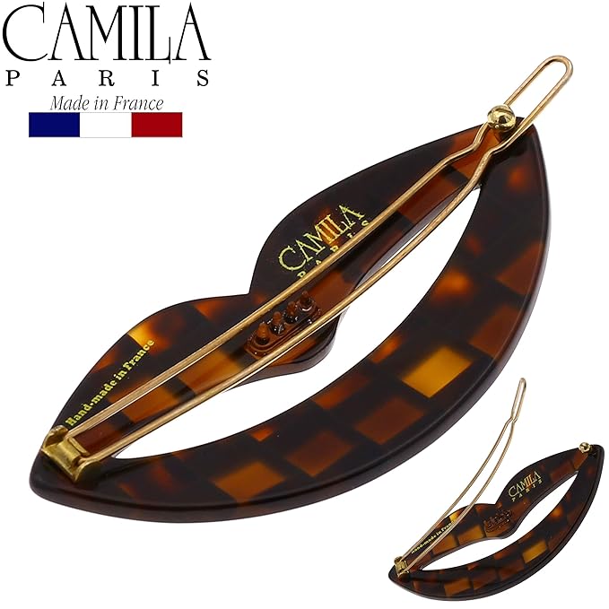 Camila Paris CP2971 French Hair Barrette Clip for Girls, Small Handmade Kiss Brown, Strong Hold Grip Hair Clips for Women, No Slip and Durable Styling Girls Hair Accessories, Made in France