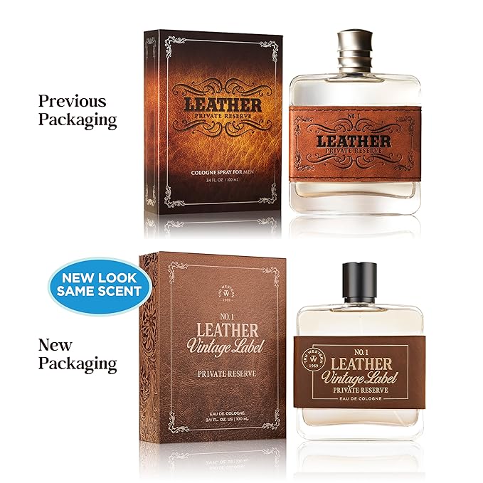 Leather No. 1 by Tru Western, Vintage Label Private Reserve, 3.4 fl oz (100 ml), with Notes of Sun Aged Leather, Cedarwood, Clementine, Masculine, Woodsy, Leathery