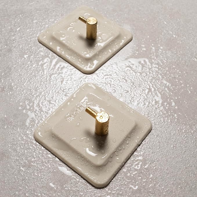 TOOLETRIES Arnold Silicone Shower Hook 2 Pack - Toiletries Organizer, Silicone Hooks, Removable & Reusable Shower Accessories - Sand