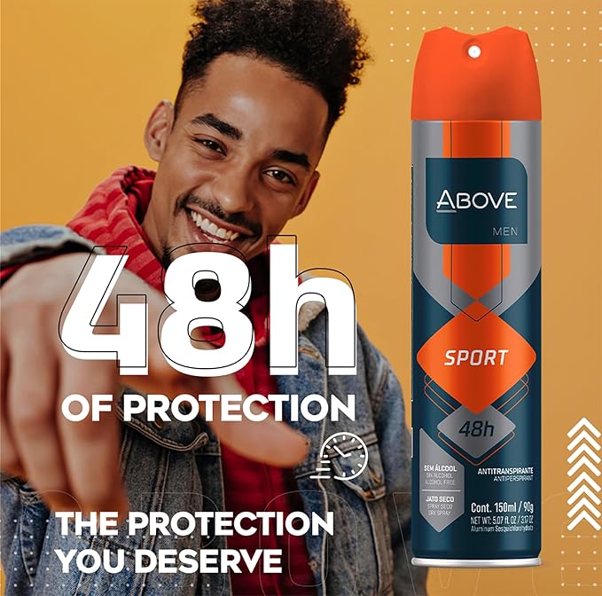 ABOVE 48 Hours Antiperspirant Deodorant, Sport, 3.17 oz - Dry Spray Deodorant for Men - Floral Scent - Antiperspirant Spray - No Stain - Cruelty-Free
