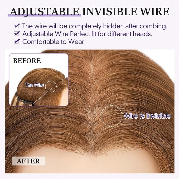 Halo Hair Extensions Real Human Hair,Halo Hair Extension 100% Human Hair, Wire Hair Extensions,Straight 4P27 Medium Brown Mixed Dark Blonde 14inch/60g