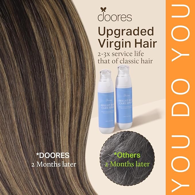 DOORES Microlink Hair Extensions Remy Hair Extensions, Balayage Dark Brown to Chestnut Brown 20 Inch 50g/50s, Real Human Hair Extensions Natural looking