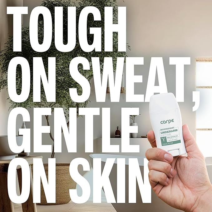 Carpe Underarm Antiperspirant and Deodorant, Clinical strength with all-natural Eucalyptus scent, Combat excessive sweating Stay fresh and dry, Great for hyperhidrosis