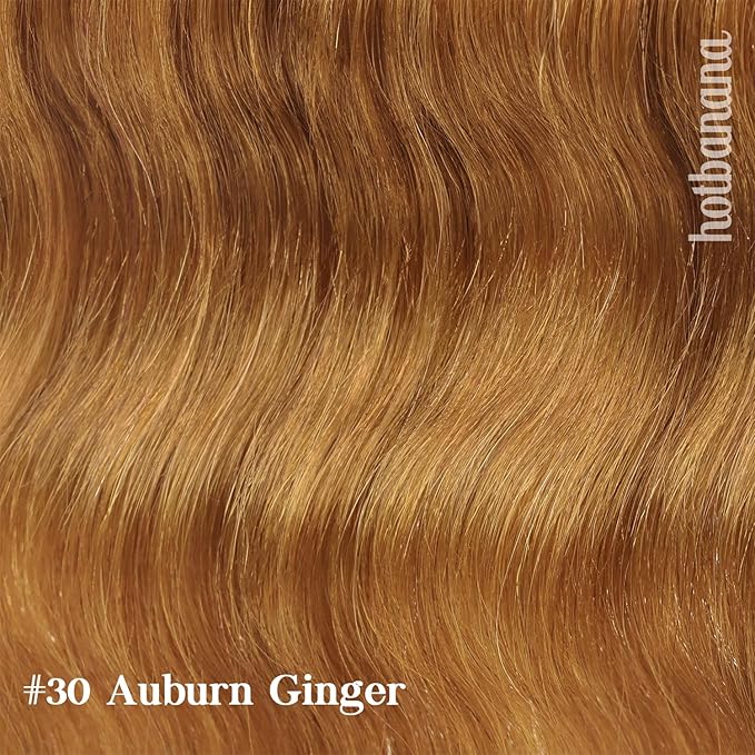 hotbanana HOTBANANA Human Hair Clip-Ins, Auburn Ginger 120g Real Human Hair Straight Remy, 22" 7pcs